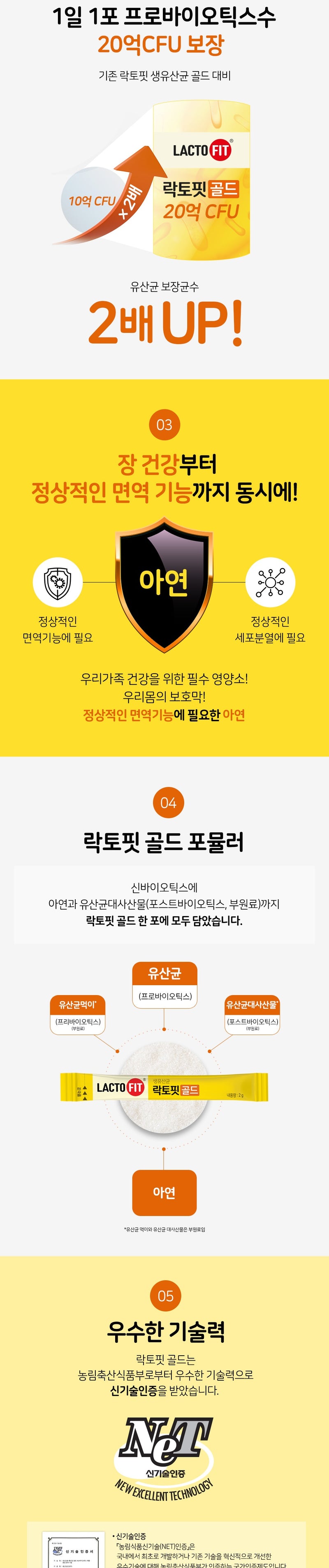 [패밀리 사이즈] 락토핏 골드 유산균, 80포, 1개